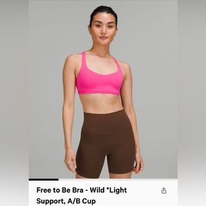 lululemon free to be-wild bra sonic pink size 4